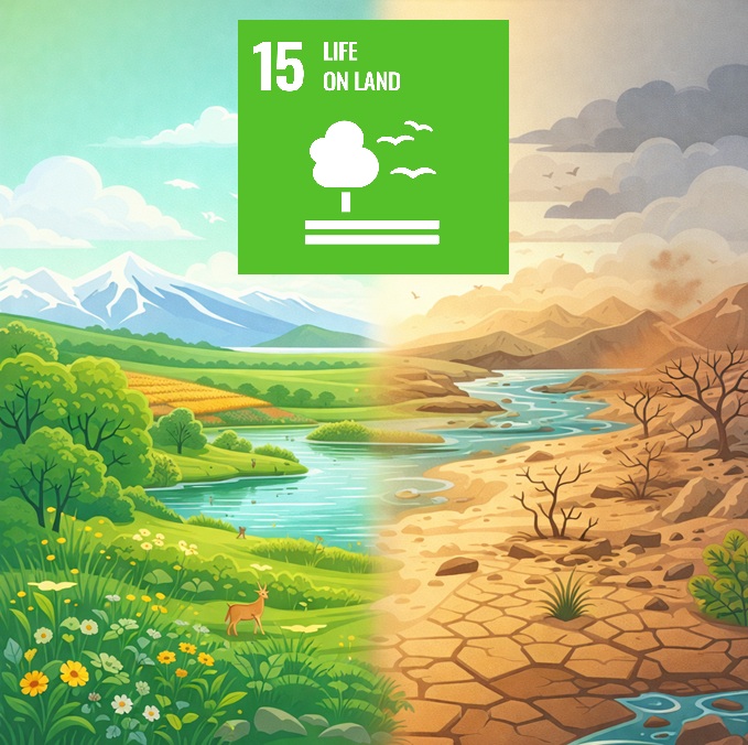 Шөлейттенуге қарсы күрес, шөлейттенуден, құрғақшылықтан және су тасқынынан зардап шеккен жерлерді қалпына келтіру (ЦУР 15)